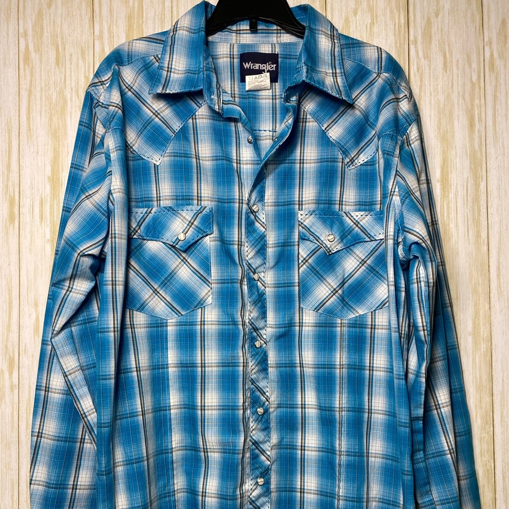 Wrangler Snap Button Long Sleeve Large Men’s Shirt